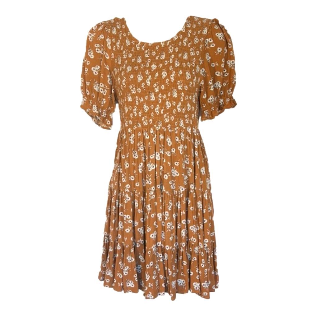 NEWBURY Kustom Floral Flouncy Dress Smocked at top tiered at bottom